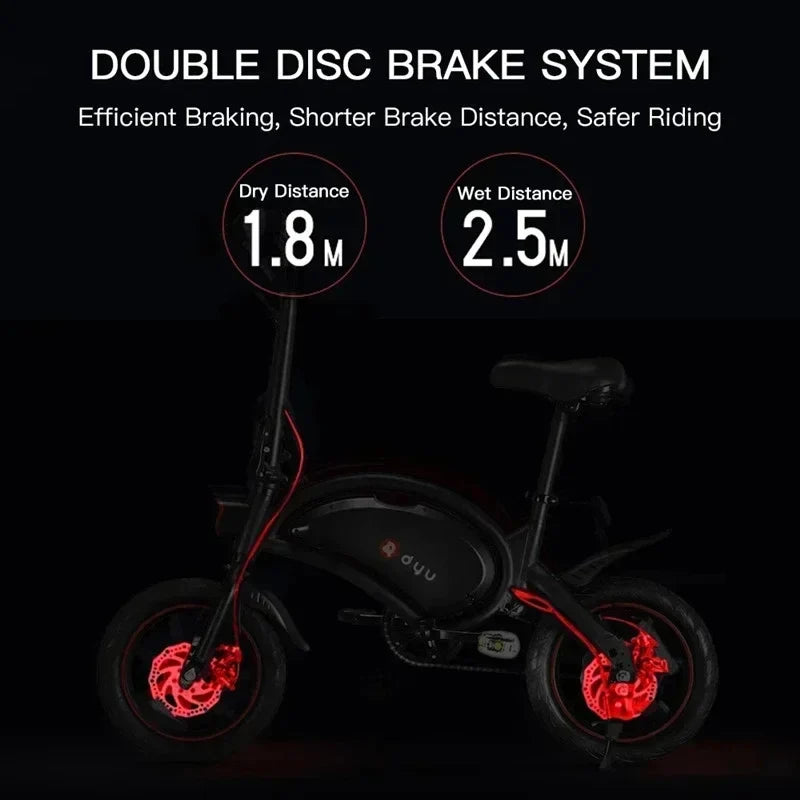 DYU D3F Electric Bike – 14 Inch Compact E-Bike with 10Ah Battery & 15.5mph Speed (UK Version)