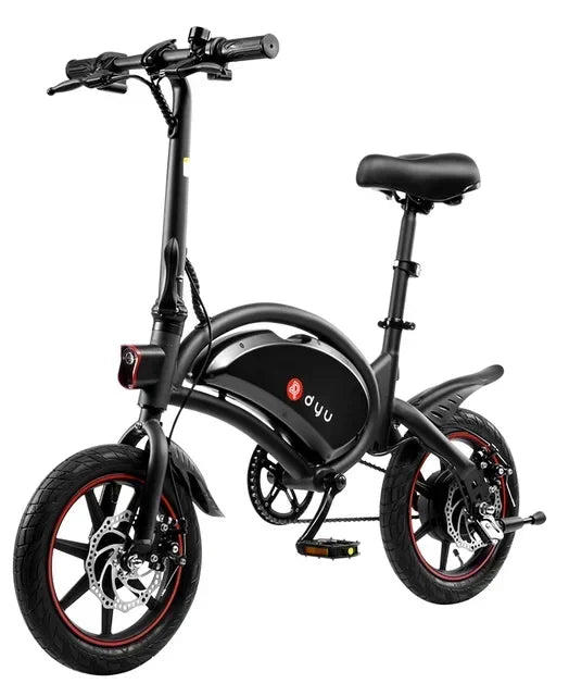 DYU D3F electric bike – black mini folding commuter e-bike UK