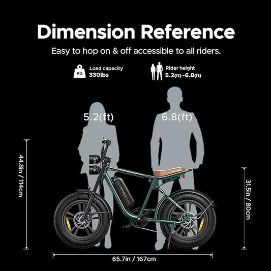 ENGWE M20 Dual Battery Electric Bike | 13Ah | 44 Miles | 15.5 Mph – Black