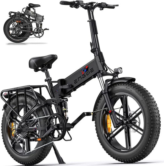 ENGWE Engine X Best Folding Electric Bike Under 1000£ | 13Ah | 74.5 miles | 15.5Mph - Black/White/Red