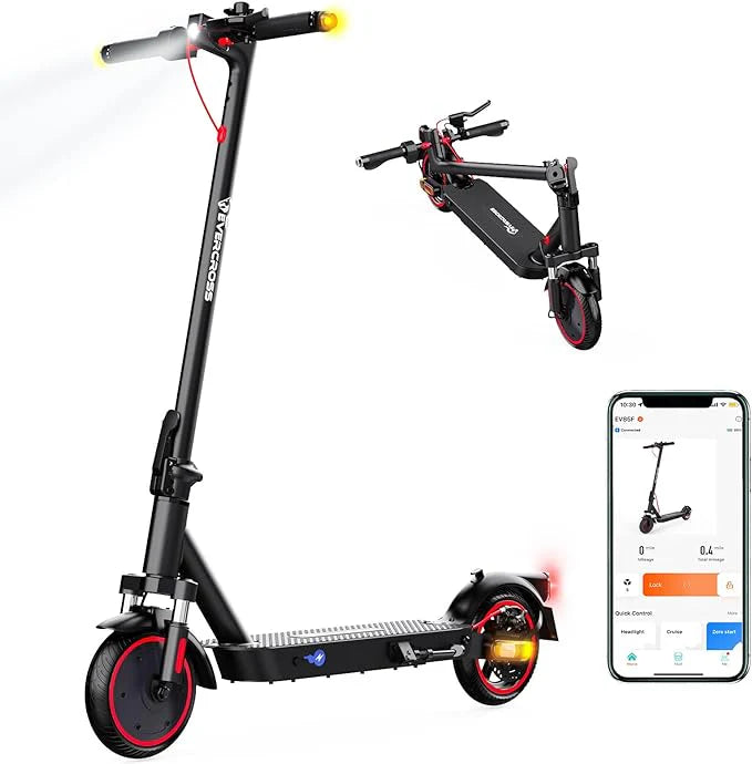 EverCross EV85F foldable electric scooter – black, side profile

