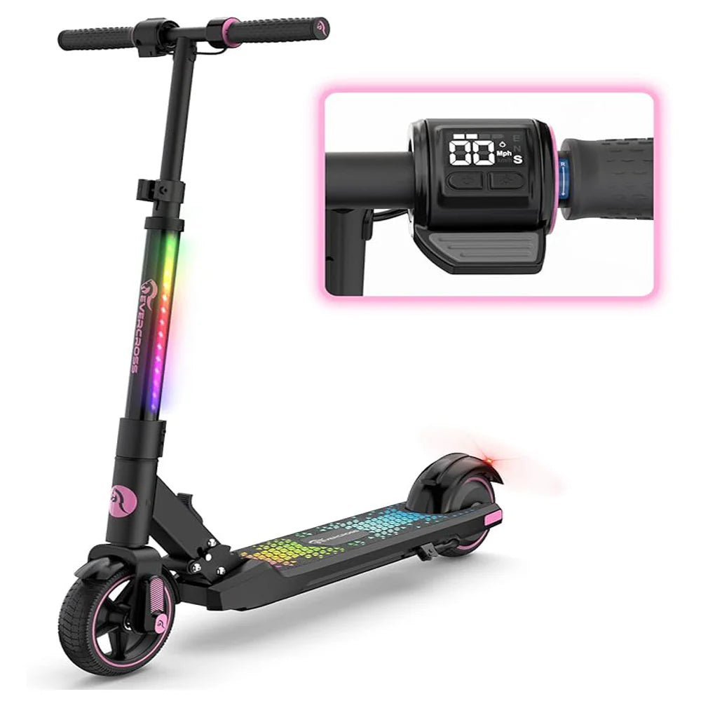 Evercross EV06C kids electric scooter in pink – side view

