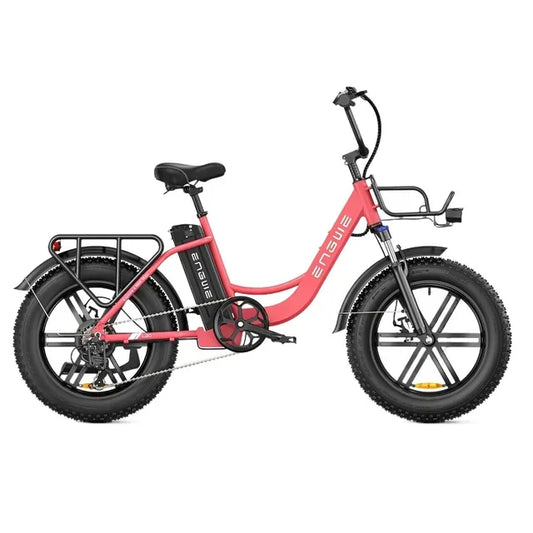 ENGWE L20 Best Womens Electric Bike | 13Ah | 70 miles | 15.5mph - Black/Pink/Green